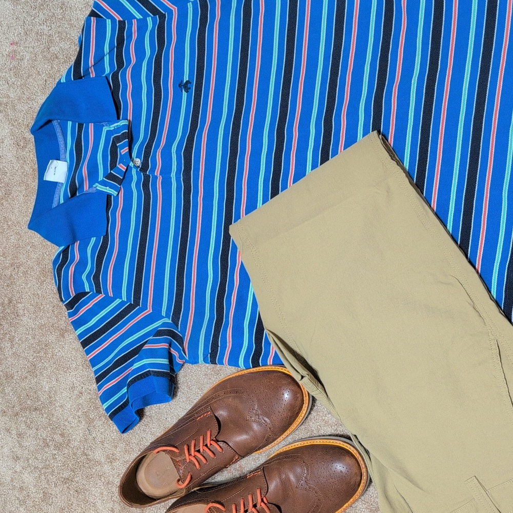 Men's Blue Slim Fit Brooks Brothers Performance Polo XL